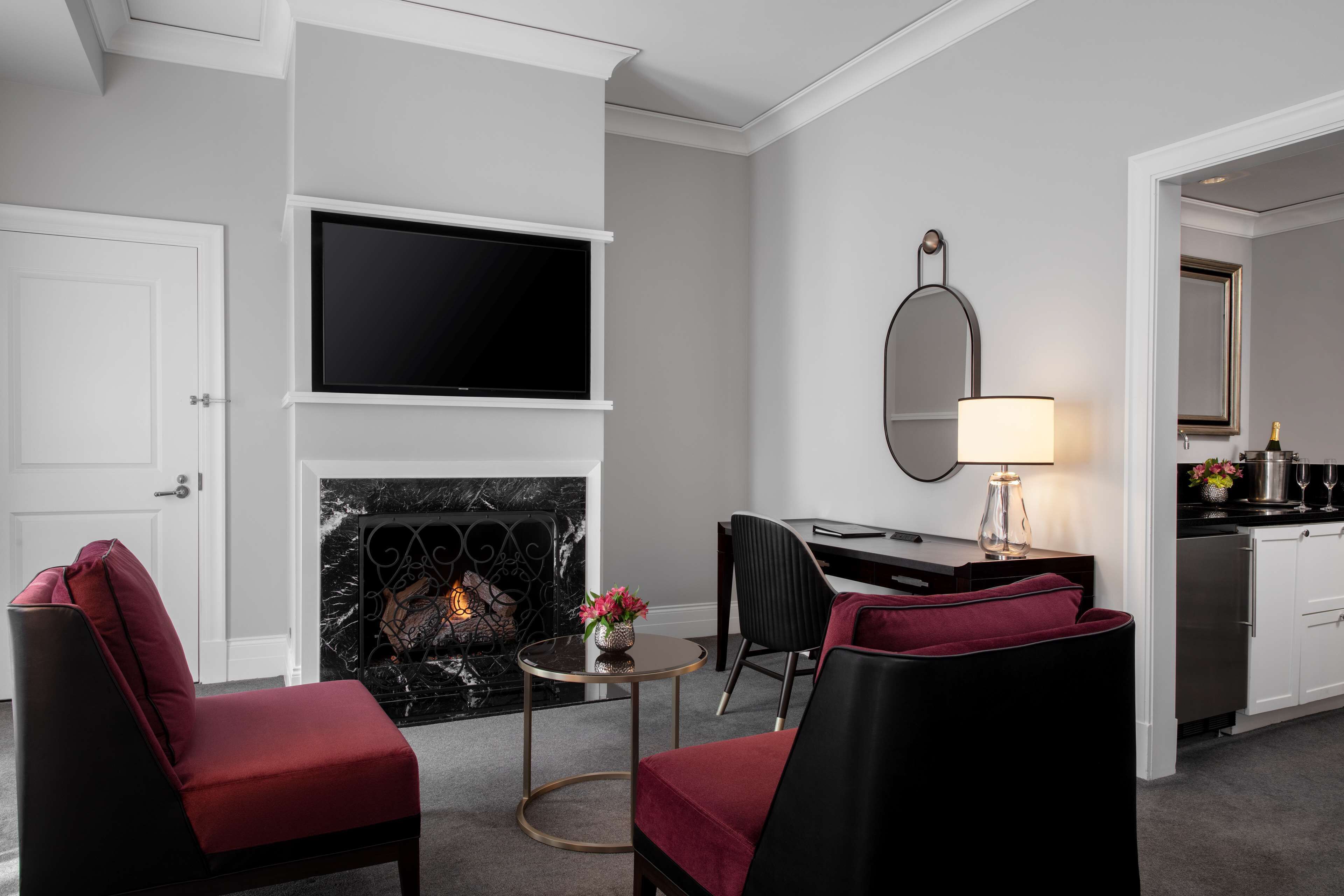 Fireplace room photograph at Waldorf Astoria Chicago; not a standard Superior King feature
