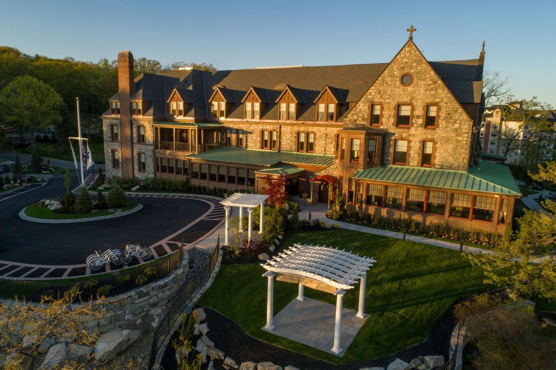 The Abbey Inn and Spa exterior at golden hour
