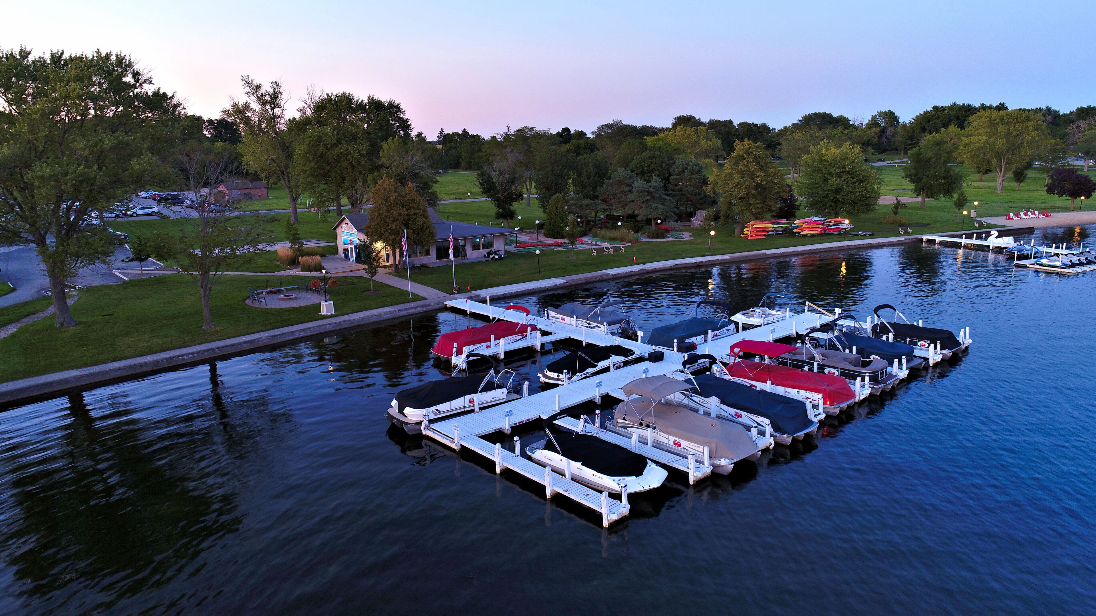 Lake Lawn Resort marina and lakeside setting on Delavan Lake