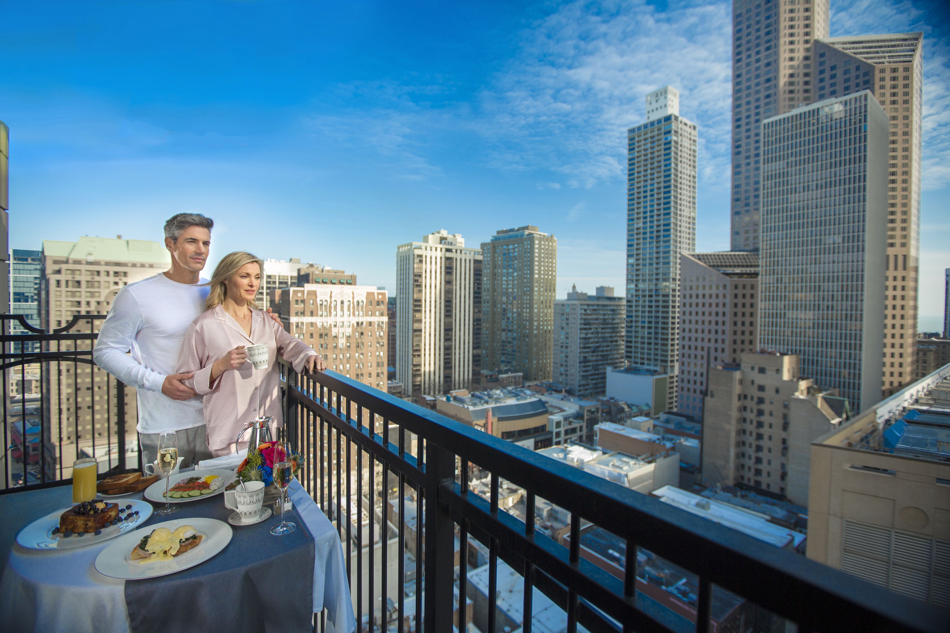 Terrace dining setting at Waldorf Astoria Chicago; a category-specific experience
